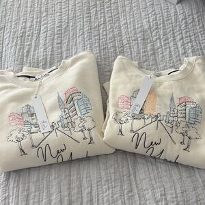 Jane and Delancey Cream Sweatshirts with New York Skyline
